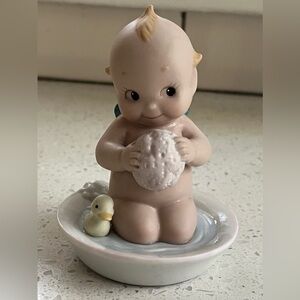 KEWPIE Bisque Doll Bath-time With Rubber Duckie